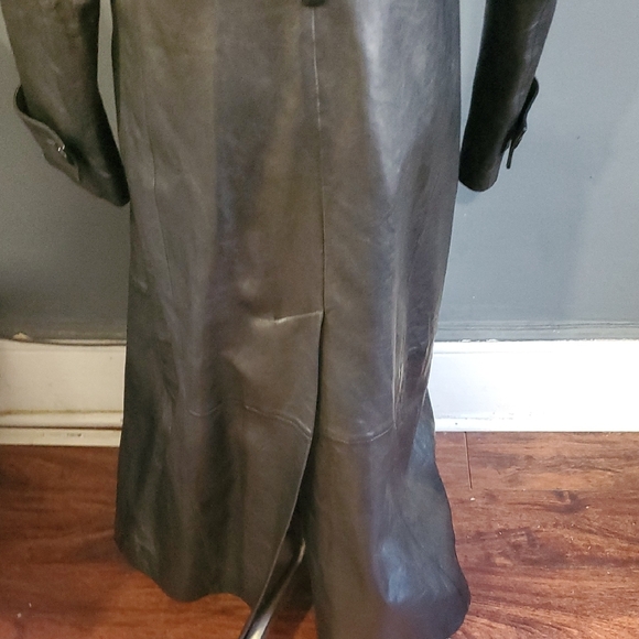 Frame Denim Black Lamb Leather Trench Coat - Picture 9 of 16